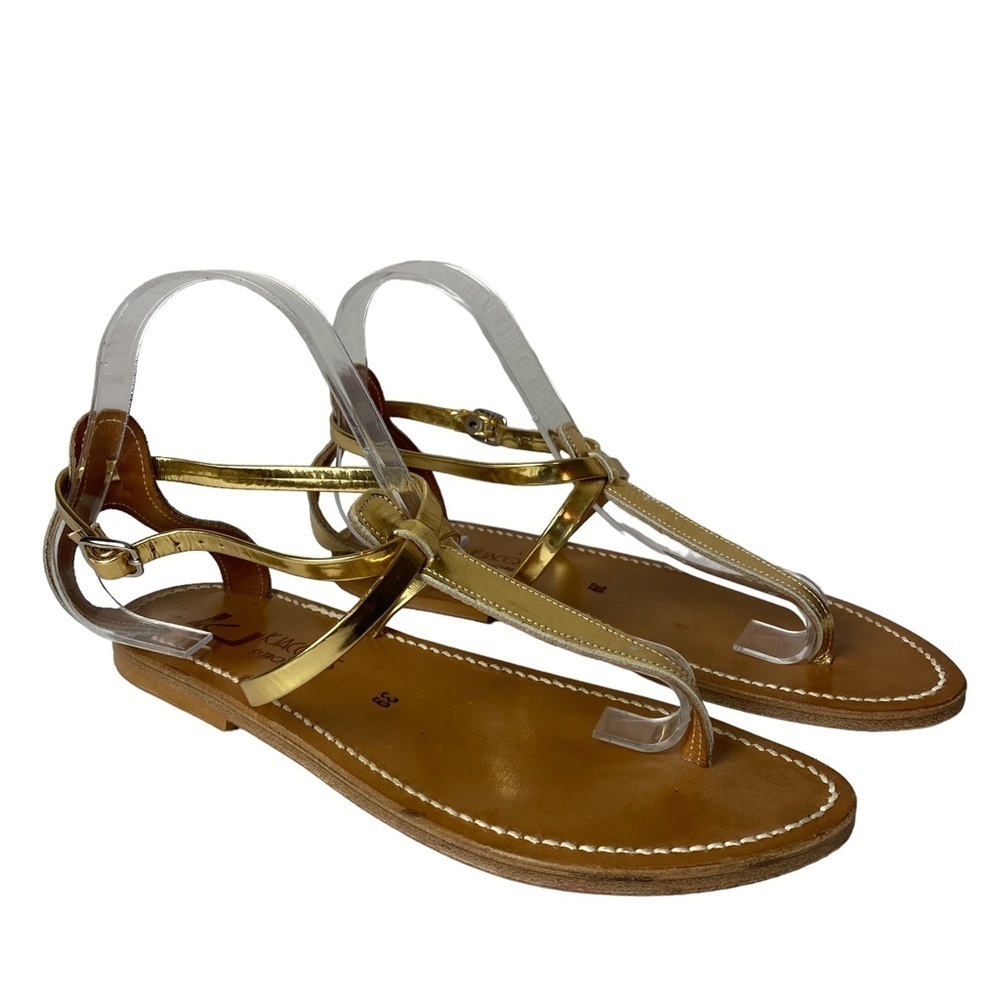 K.Jacques women’s sandals patent leather gold size 8